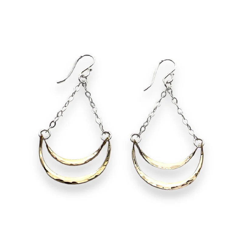 Hoop earrings with twisted metal designs for a dynamic and modern style-208 - Open Smile Dangles