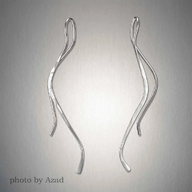 Hoop earrings with abstract wirework for an artistic, unique look-2286 - Minimalist Threader - Goldilocks