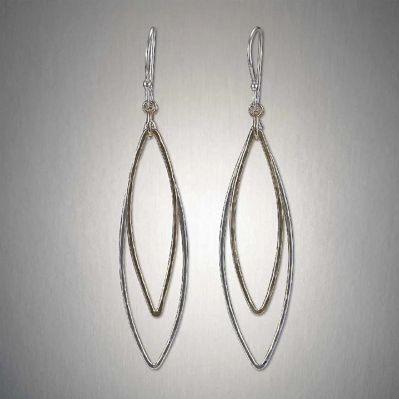 Best hoop earrings with braided leather for a rustic, stylish finish-2362 - Dangling Double Marquise