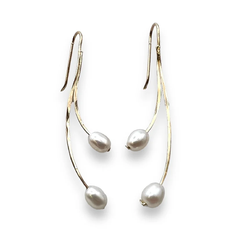 Hoop earrings with enamel stripes for a colorful and eye-catching design-2543 - Minimalist Threader - Swinging Pearls