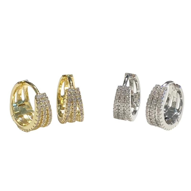 Best hoop earrings with asymmetrical designs for a fashion-forward, avant-garde look-Haggy Triple Line Huggies