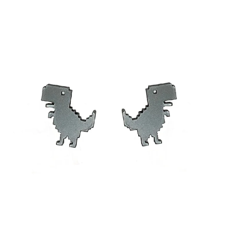 Hoop earrings with satin finishes for a smooth and elegant appearance-My Internet's Out!-- 8-Bit Dinosaur Earrings