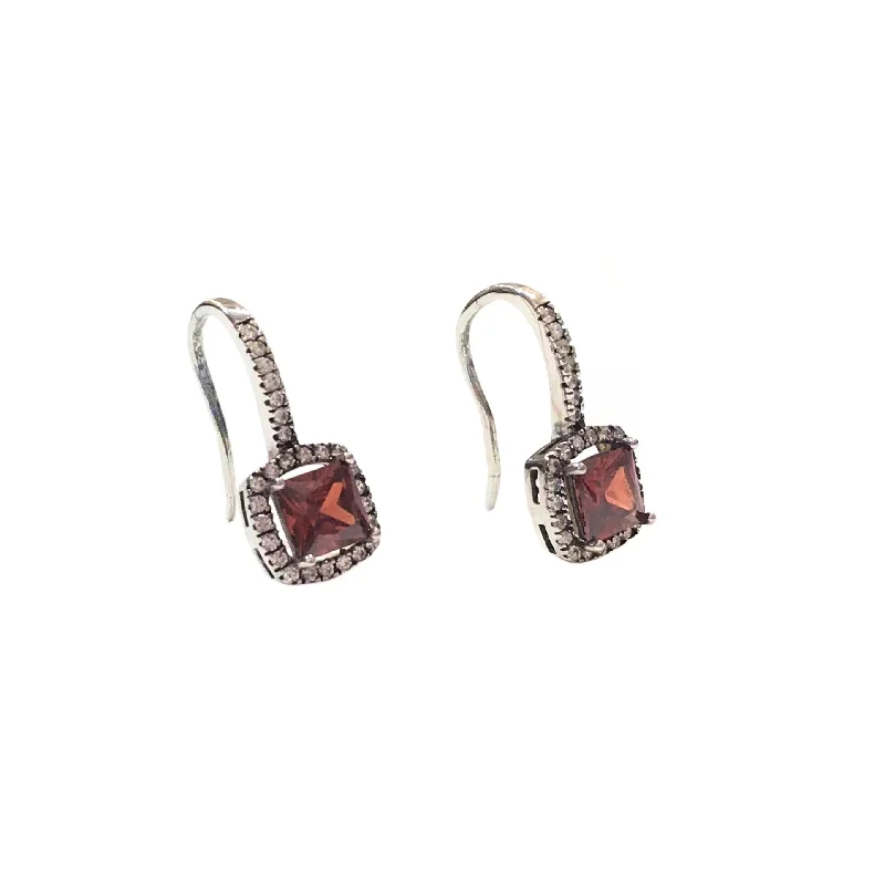 Hoop earrings with hammered textures for a boho-chic and rustic vibe-Adriene Birthstone Square Earrings