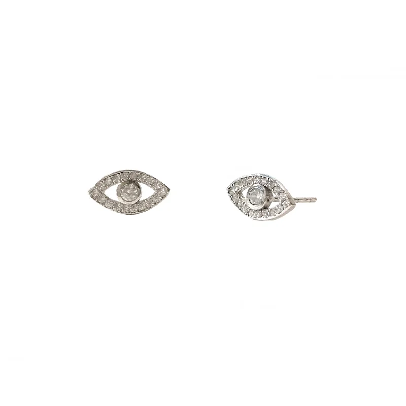 Best hoop earrings with baroque pearls for a luxurious and elegant vibe-Evil Eye Pave Studs