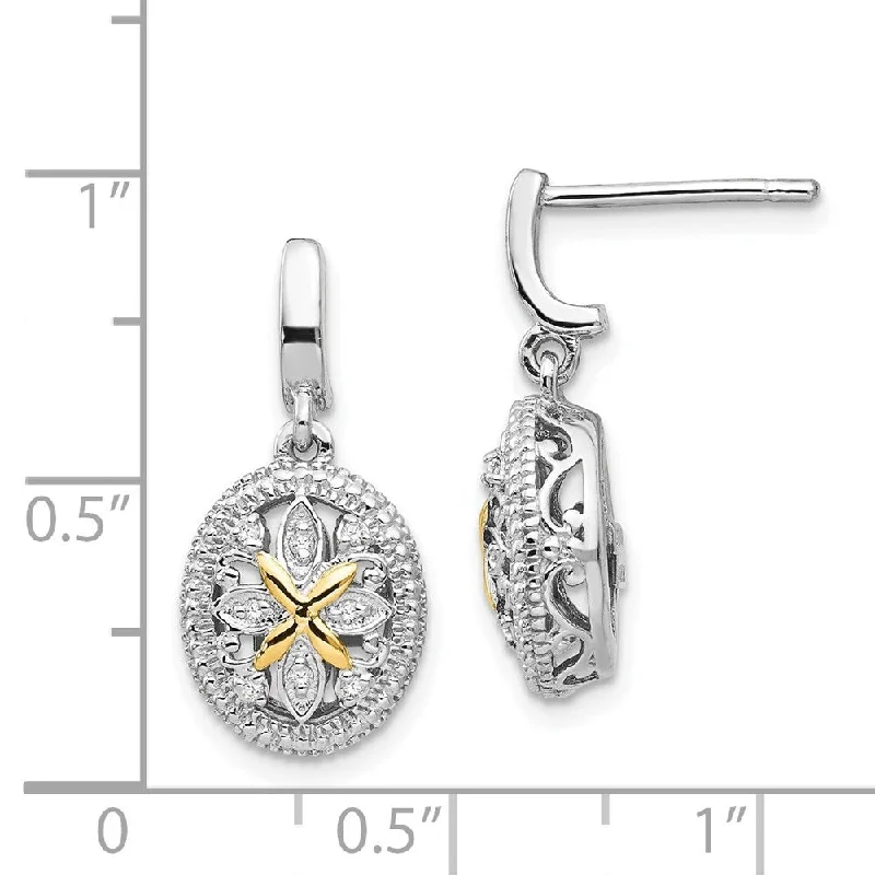 Hoop earrings with infinity loop designs for a continuous and eternal shape-925 Sterling Silver 14k Yellow Gold Diamond Earrings (L-21 mm, W-10 mm)