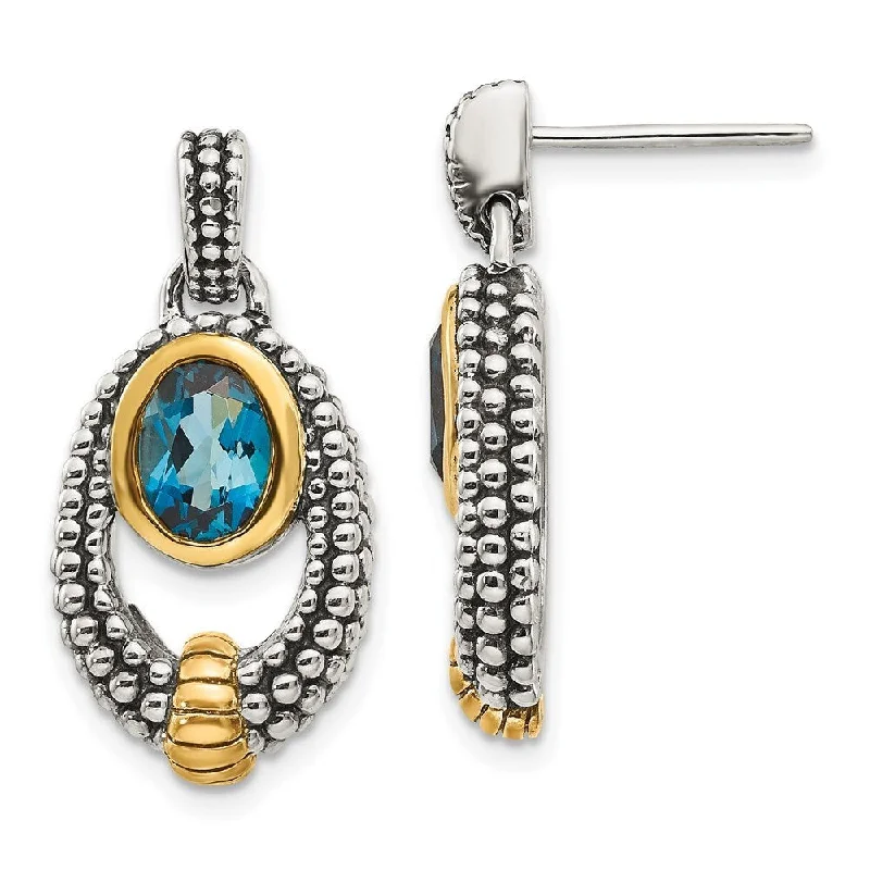 Best hoop earrings with gold for a luxurious and timeless look-925 Sterling Silver Blue Gemstone Drop Dangle Earrings (L-25 mm, W-14 mm)