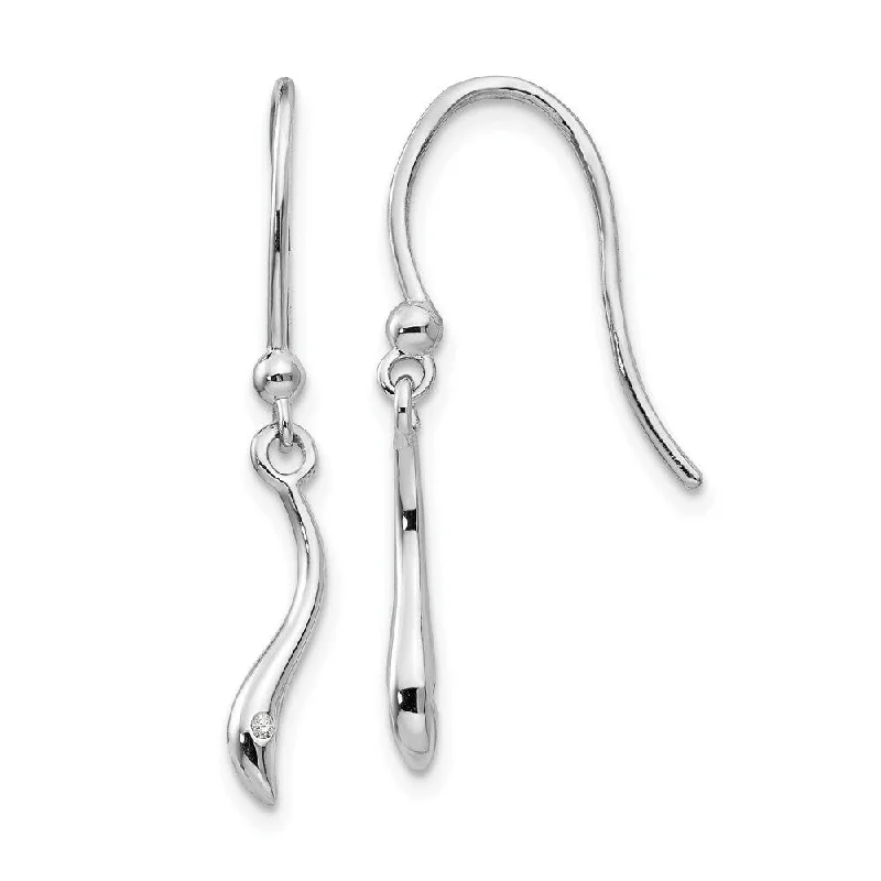 Best hoop earrings with hammered gold for a rustic yet elegant look-925 Sterling Silver Swirl Diamond Earrings (L-28 mm, W-3 mm)