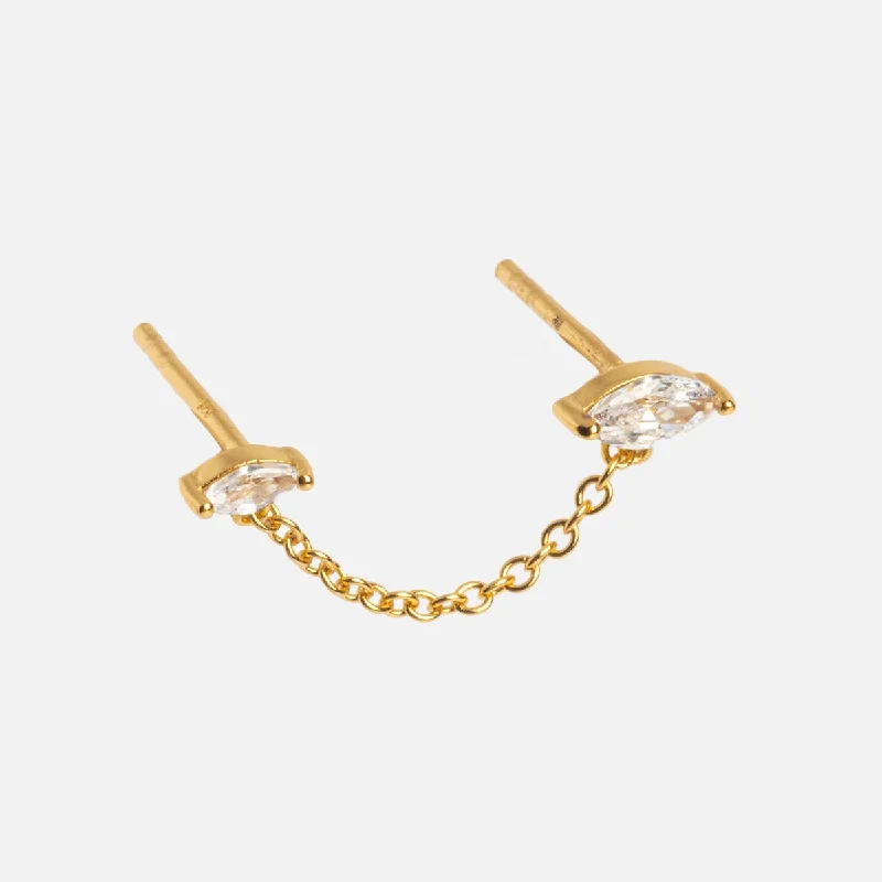 Hoop earrings with textured gold for a refined and sophisticated aesthetic-Amani Double Piercing Earring