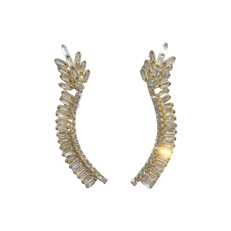 Hoop earrings with luxe velvet finishes for a rich and luxurious touch-Clara Baguette Crawler