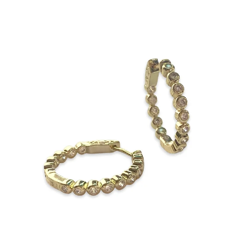 Best hoop earrings with gemstone accents for a colorful and elegant appearance-Brass Bezel French Clasp 1” Hoops