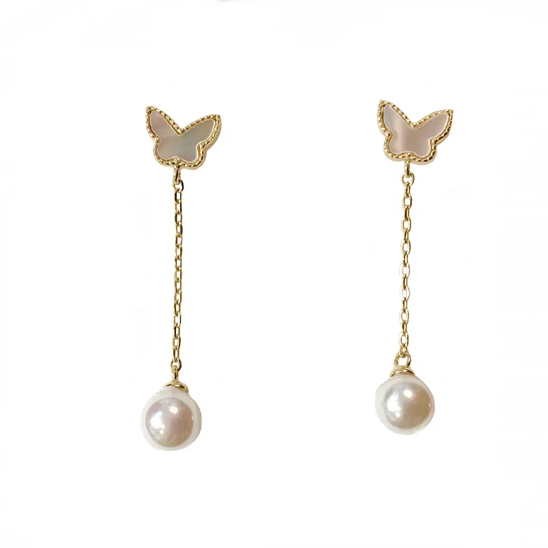 Best hoop earrings with Swarovski crystals for added sparkle and luxury-Butterfly Mother of Pearl Dangle Earrings