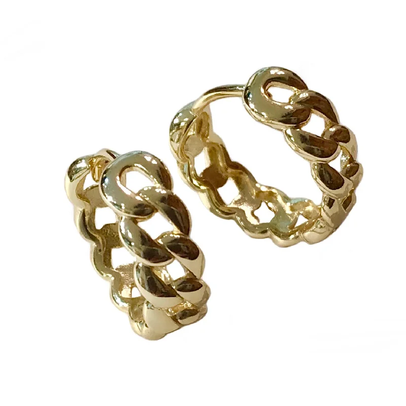 Best hoop earrings with stacked layers for a dimensional and bold look-Cuban Chain Link Huggies