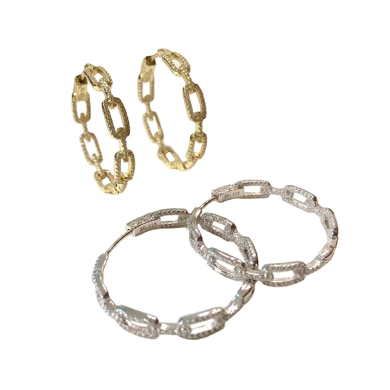 Hoop earrings with oversized designs for a bold, fashion-forward statement-Chain Link Hoops