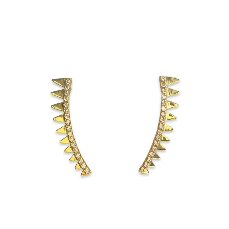 Lightweight hoop earrings for comfortable and all-day wear-Clara Spiked Sparkle Crawler Earrings