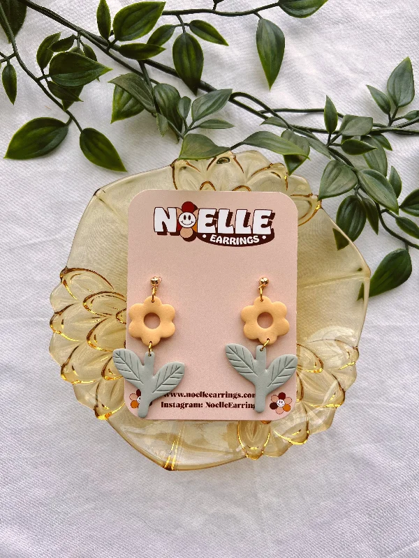 Best hoop earrings with vintage coins for a retro, antique-inspired style-Yellow Flower Earrings