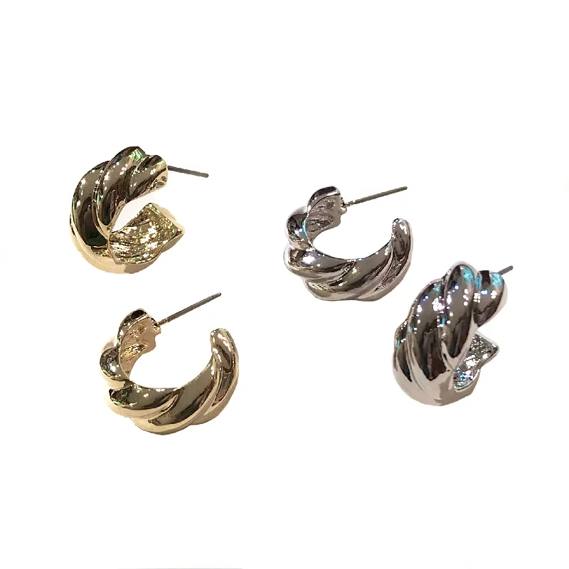 Large hoop earrings for a bold and statement-making fashion accessory-Krista Croissant Thick Hoop Earrings