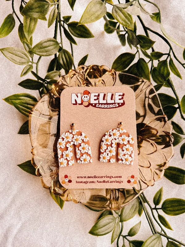 Best hoop earrings with intricate beaded details for a textured, stylish appearance-Terracotta Daisy Arches