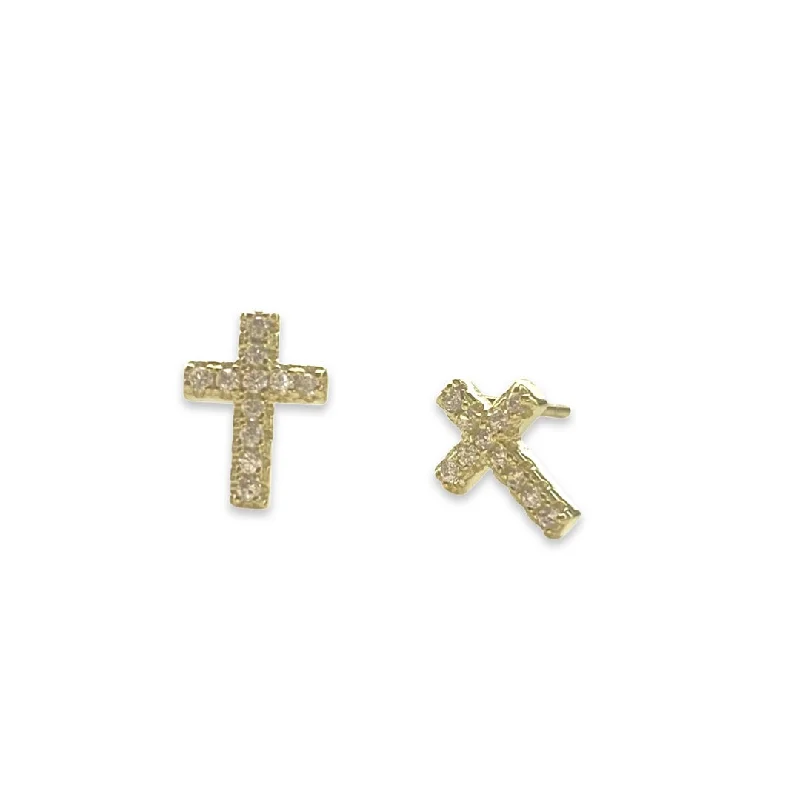 Best hoop earrings with snake-inspired designs for an edgy and fierce vibe-Cross Pave Studs