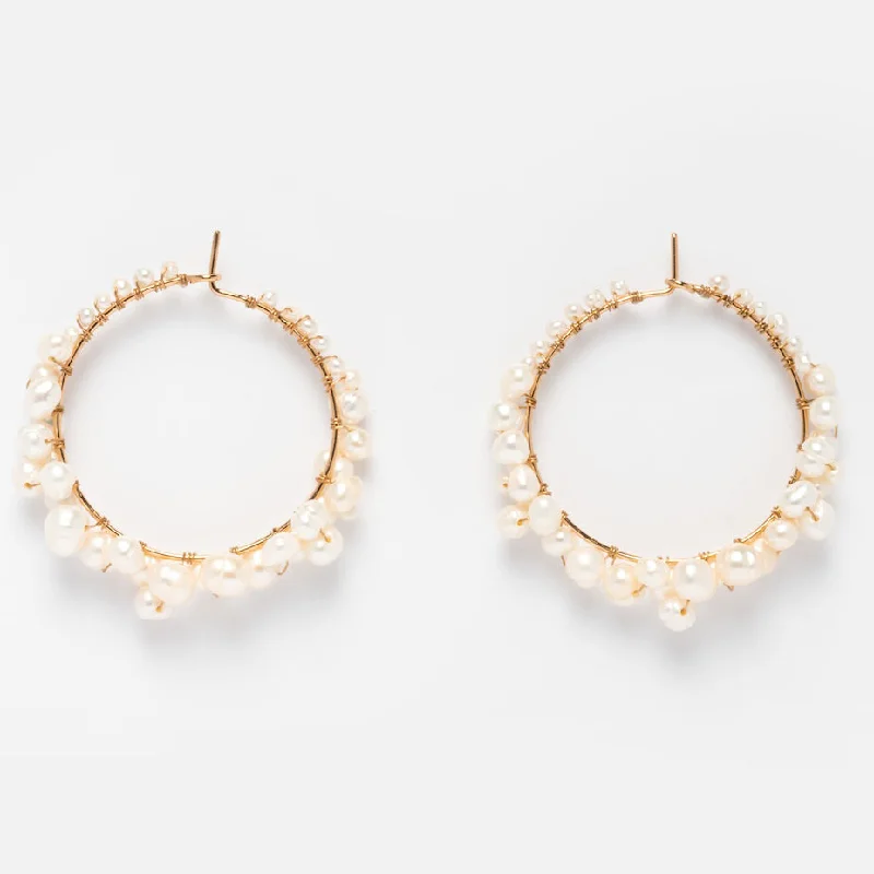 Hoop earrings with cut-out designs for a creative and lightweight effect-Cruz Pearl Hoop Earrings