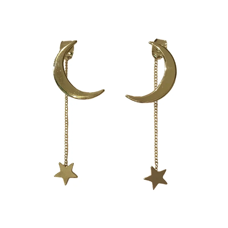 Best hoop earrings with vintage rhinestone embellishments for a retro-glam effect-Crysta Moon Star Dangle Earrings