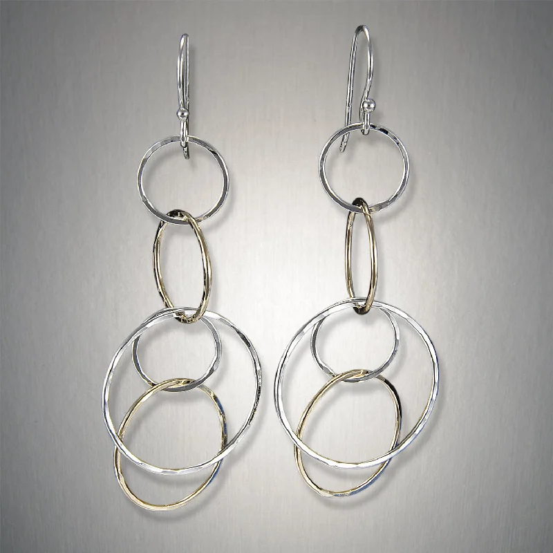 Best hoop earrings with crescent-shaped designs for a bold, moon-inspired style-2233 - Dangling Triple Circles - Mixed Metal