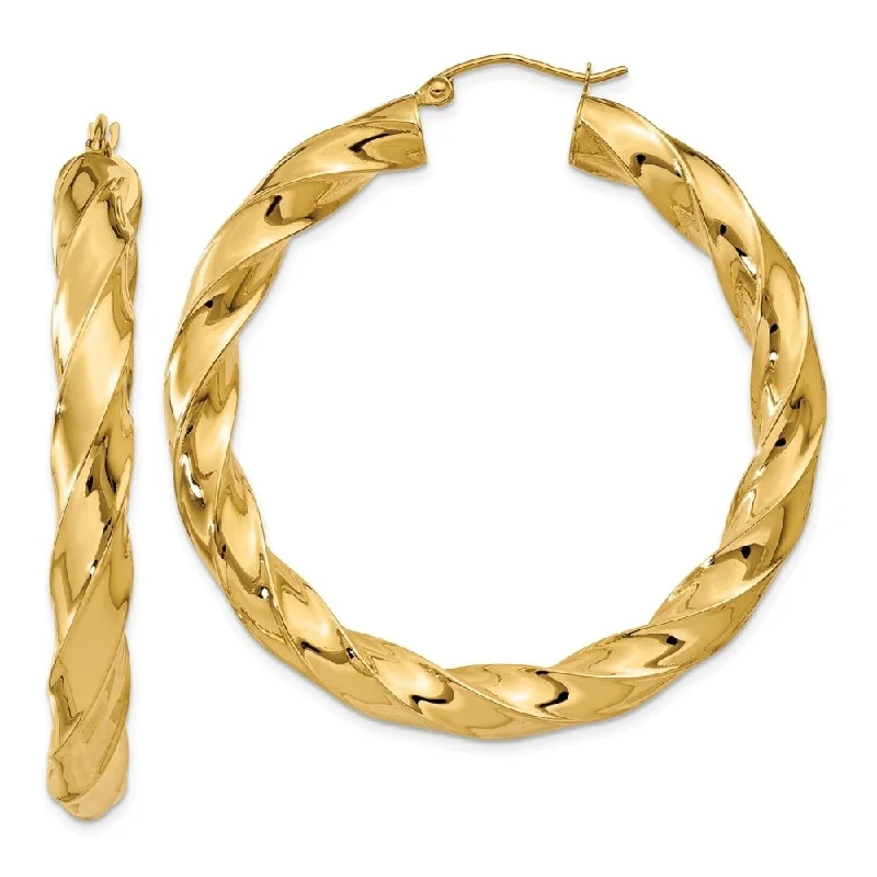 Best hoop earrings with gold for a luxurious and timeless look-Diamond2Deal 14K Yellow Gold 5.0mm Twisted Hoop Earrings (L-33 mm, W-5 mm)