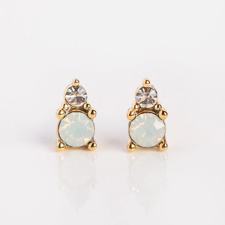 Best hoop earrings with tribal designs for a cultural and exotic aesthetic-Dolce Studs in White Opal