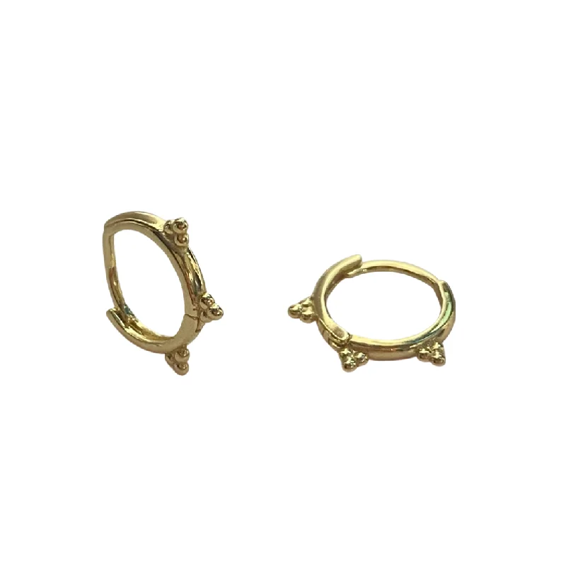 Hoop earrings with textured finishes for a vintage and classic style-3 Dot Huggie