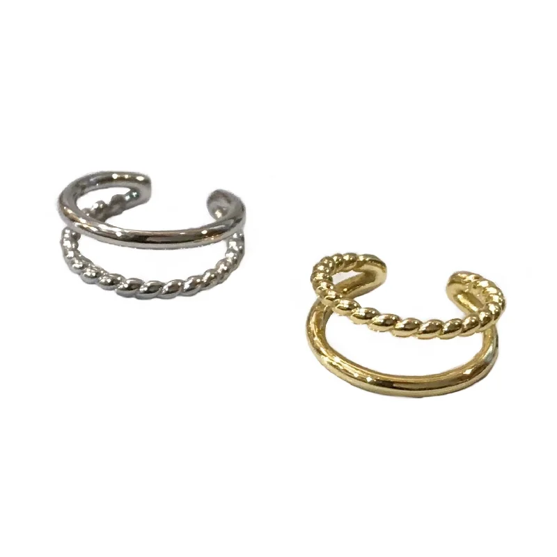 Hoop earrings with pearl accents for a chic and classic style-Double Pattern Ear Cuff