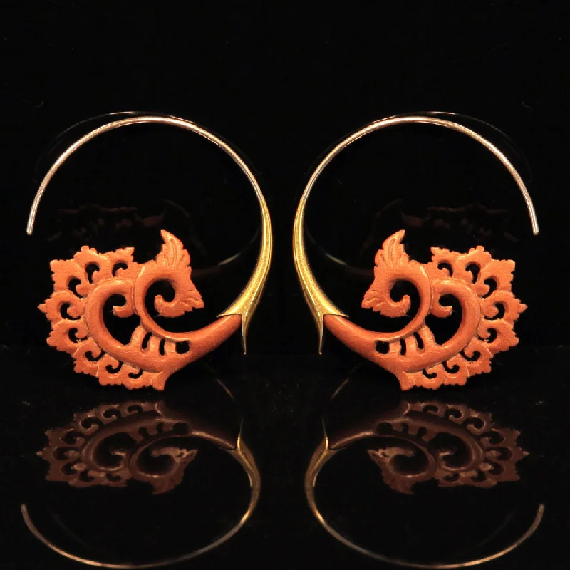 Hoop earrings with oversized designs for a bold, fashion-forward statement-<span>ESW-125<span>: </span></span>Isabelle Swirls - Wood