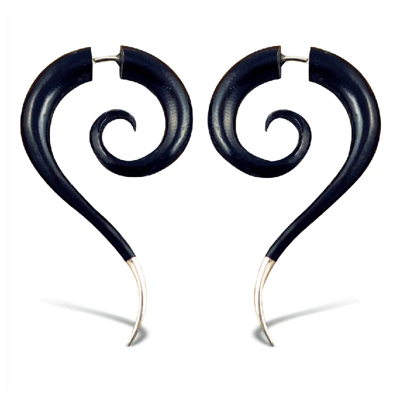 Best hoop earrings with blackened metal for an edgy and bold appearance-<span>EFH-305<span>: </span></span>Eternity Silver Tip - Horn