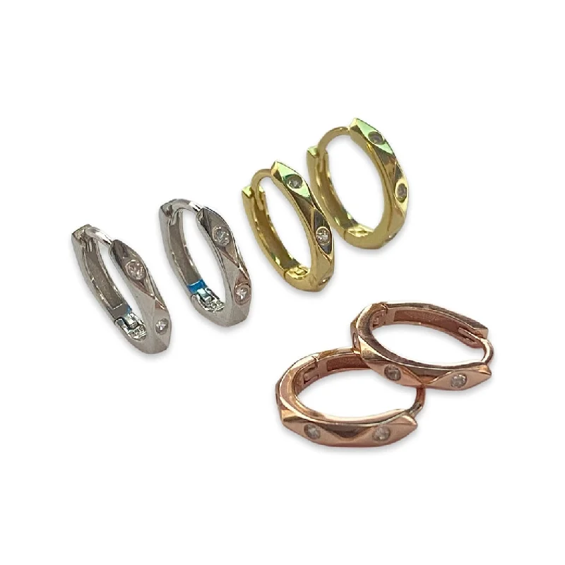 Best hoop earrings with geometric hexagon shapes for a modern, angular look-Noellery Faceted Sparkle Huggies