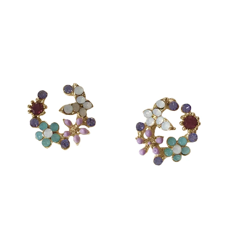 Hoop earrings with polished silver finish for a shiny, modern appeal-Flower Wreath Studs