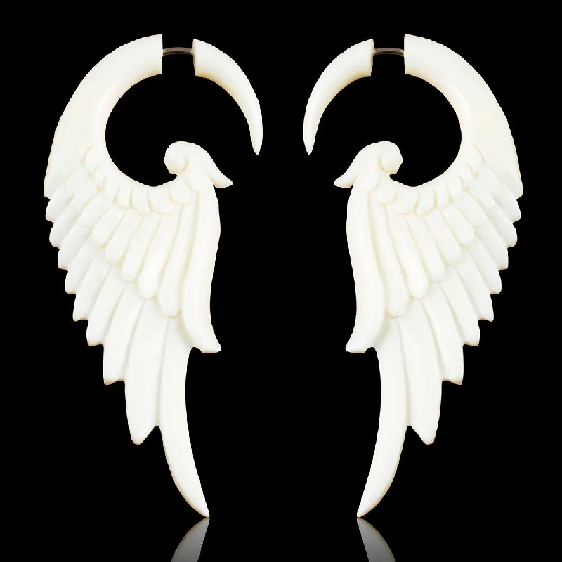 Best hoop earrings with minimalist designs for a clean and modern aesthetic-<span>EFB-827<span>: </span></span>Forest Wings - Bone