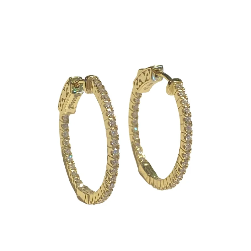 Medium hoop earrings for an everyday look with the perfect balance of style-French Clasp Pave Small 1” Hoops