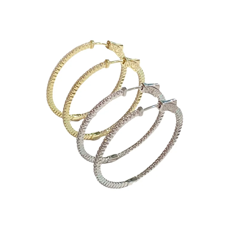 Hoop earrings with satin finishes for a smooth and elegant appearance-French Clasp Pave Medium 1.5” Hoops