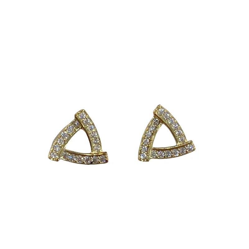 Hoop earrings with multi-tone finishes for a colorful and layered effect-Geovana Sparkle Hollow Triangle Studs