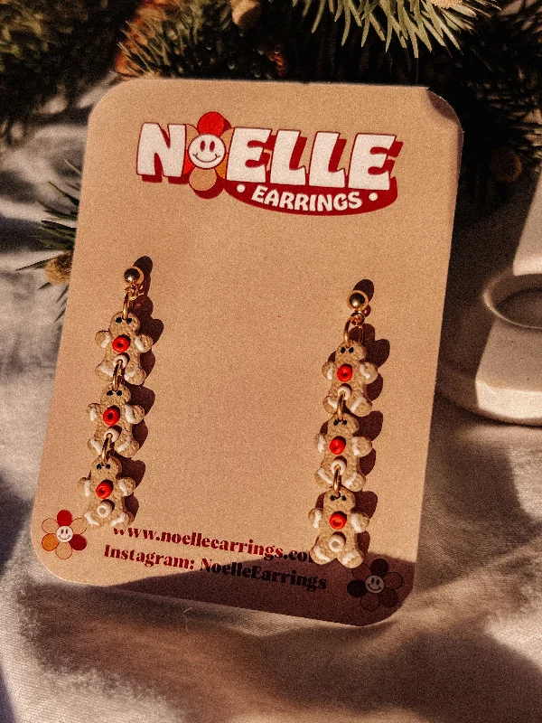 Hoop earrings with stacked layers for a bold and textured design-Triple Gingerbread Dangles