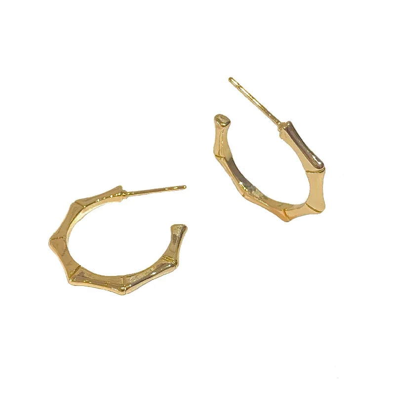 Hoop earrings with crescent moon shapes for a celestial and mystical appearance-Gold Filled Bamboo Half Hoops