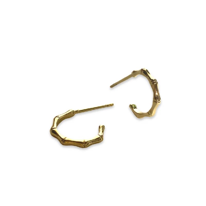 Best hoop earrings with vintage-style detailing for a nostalgic and timeless look-Gold Filled Bamboo Mini Half Hoops