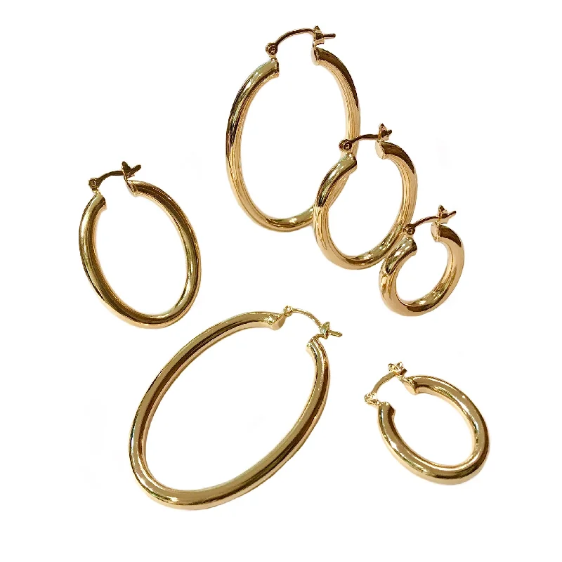 Hoop earrings with twisted metal designs for a dynamic and modern style-Gold Filled Oval Tube Hoops