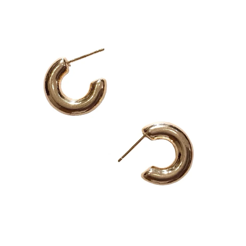 Best hoop earrings with rose gold for a romantic and warm aesthetic-Gold Filled Small Hollow Macaroni Open Hoops