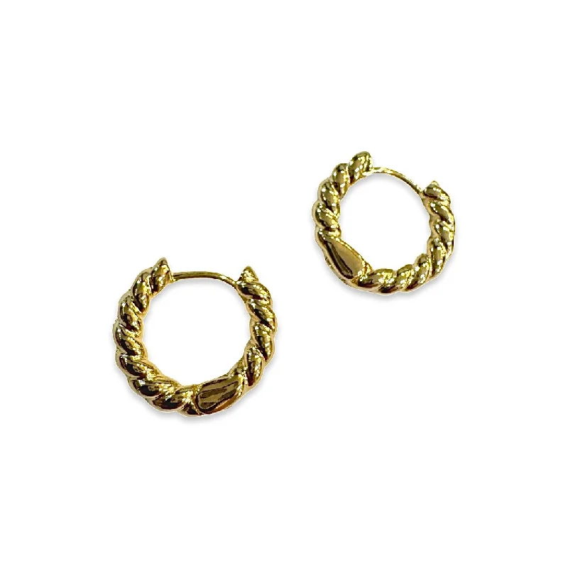 Hoop earrings with faceted crystals for added sparkle and shine-Gold Filled Twist Huggies