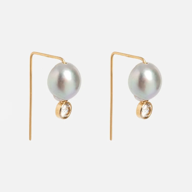 Best hoop earrings with minimalist designs for a clean and modern aesthetic-Grey Pearl Studs