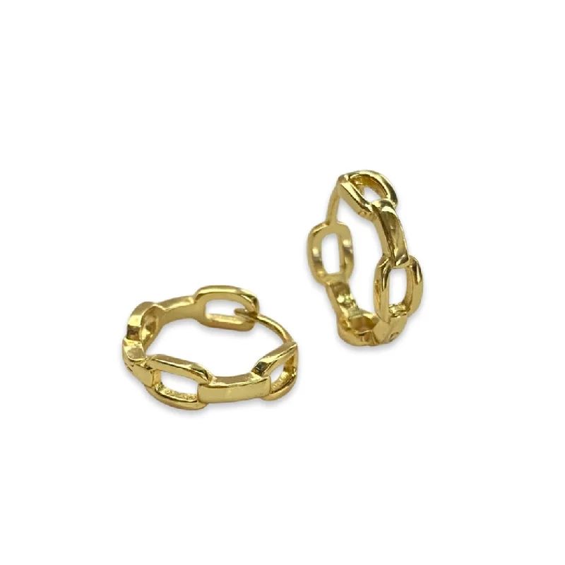 Hoop earrings with open designs for a modern, lighthearted vibe-Haggy Chain Link Huggie