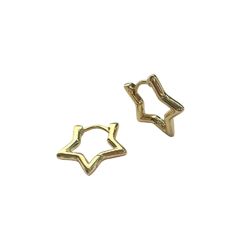 Hoop earrings with rhinestone embellishments for a glamorous and sparkling look-Haggy Star Outline Huggies