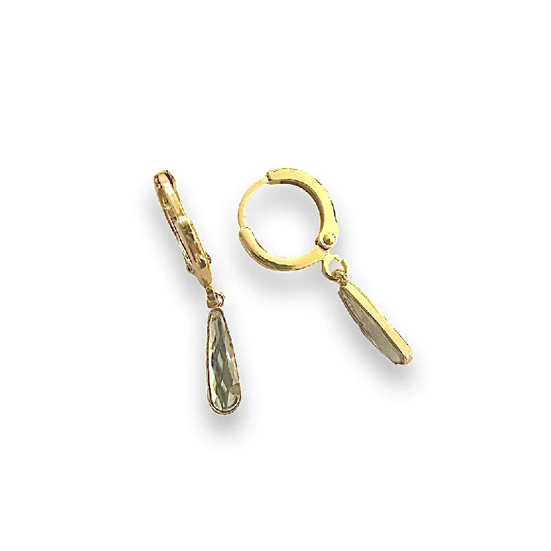 Hoop earrings with luxe velvet finishes for a rich and luxurious touch-Haggy Teardrop Bezel Charm Huggies