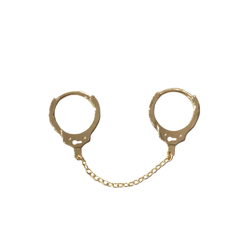 Best hoop earrings with geometric cuts for a sharp, modern appeal-Handcuff Double Chain Huggies