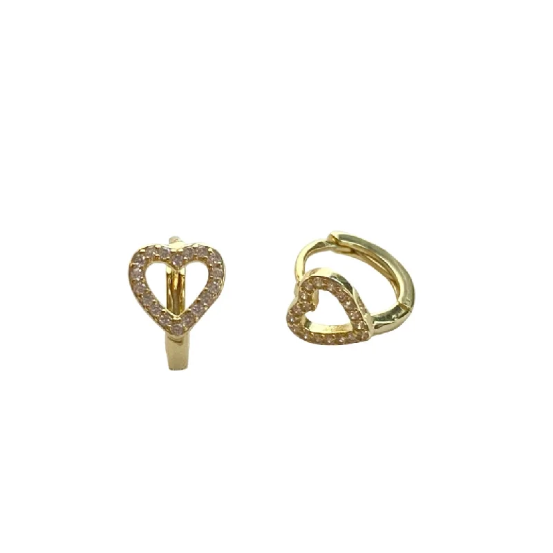 Hoop earrings with spiral designs for a dynamic and fluid look-Heart Pave Huggies