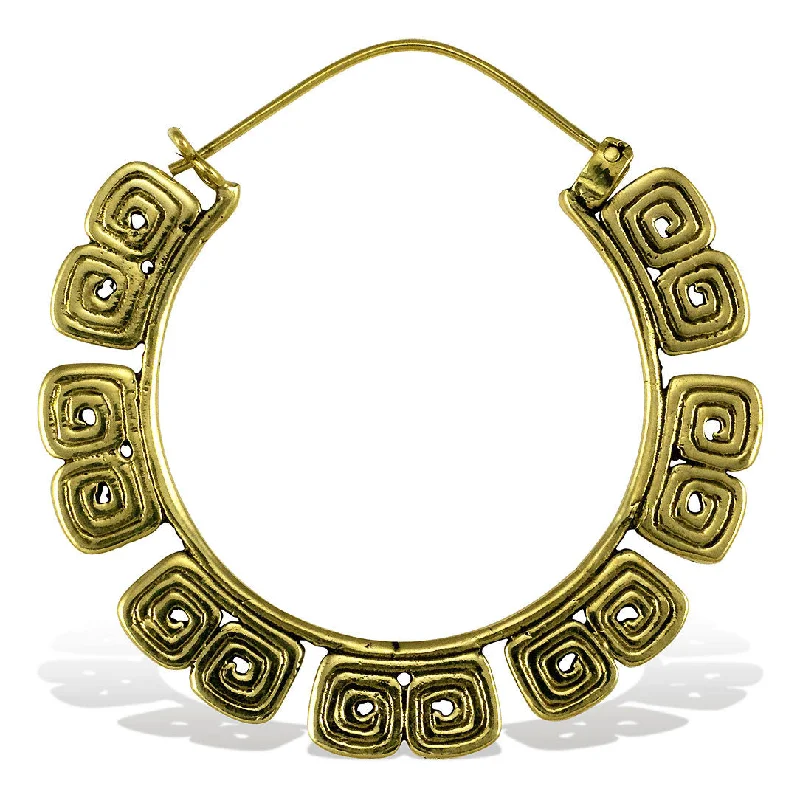 Hoop earrings with tortoiseshell designs for a chic and classic style-<span>BRE-271<span>: </span></span>Inca Patterned Hoops